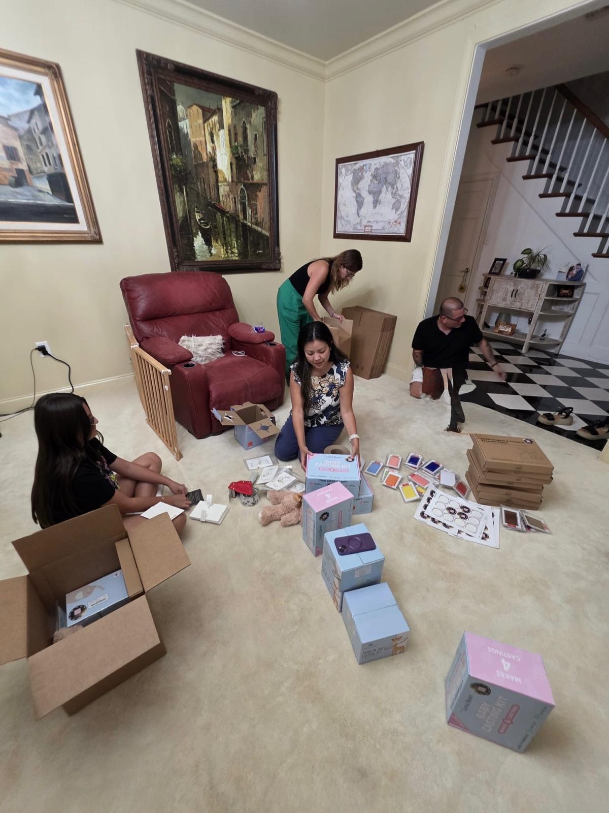 Memory-making kits packed and ready to be delivered